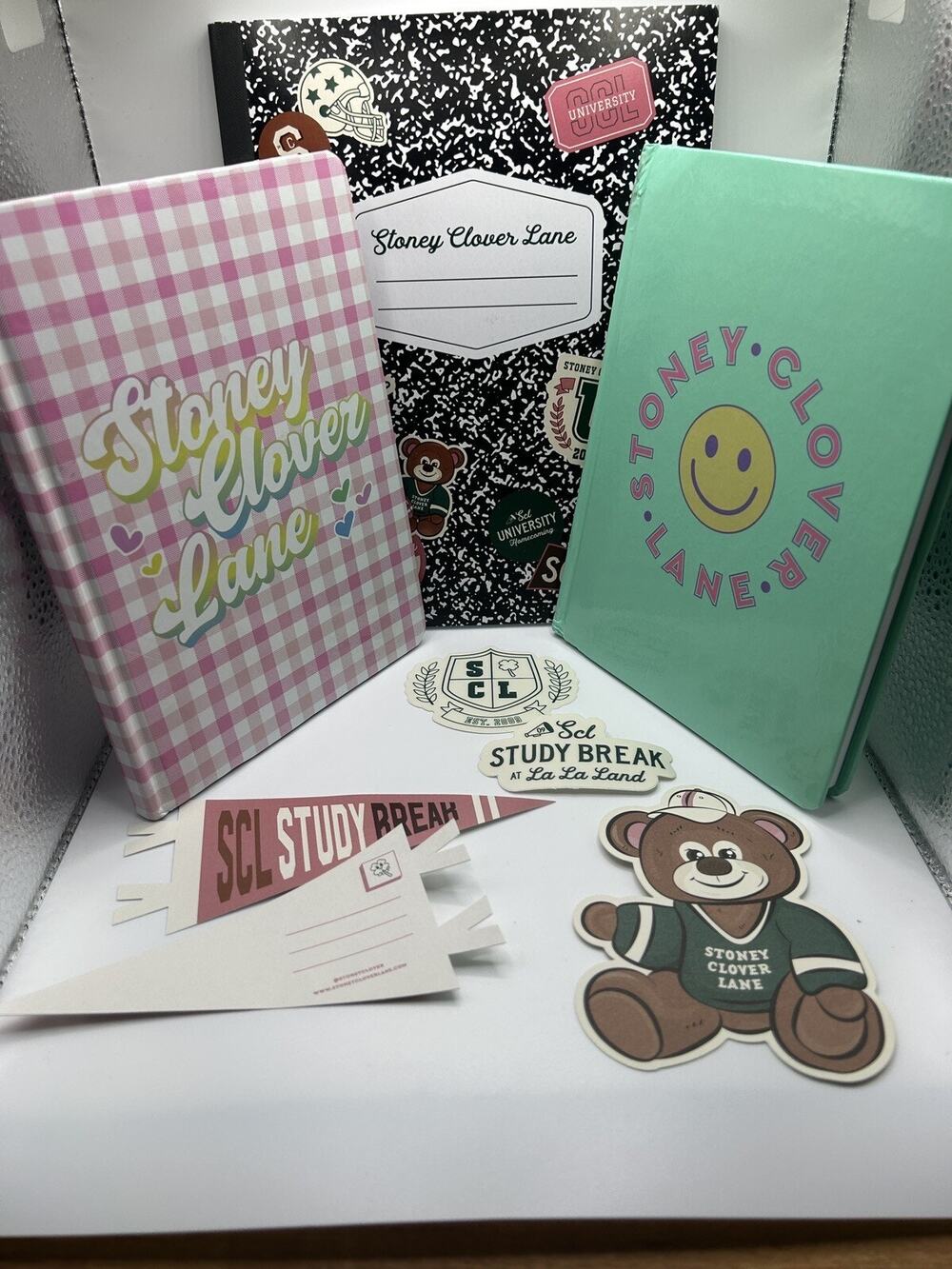 Lot Of 3 Stoney Clover Lane Journals, Stickers, And Gift Tags - See Description